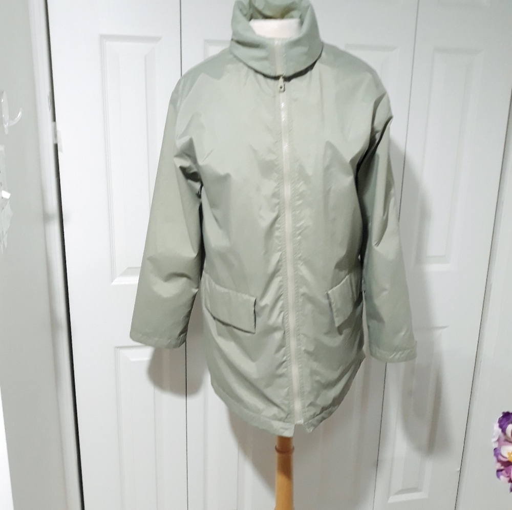 Kristen Blake Light Green Utility Jacket With Fleece Lined Pockets Oversized S - Picture 3 of 10